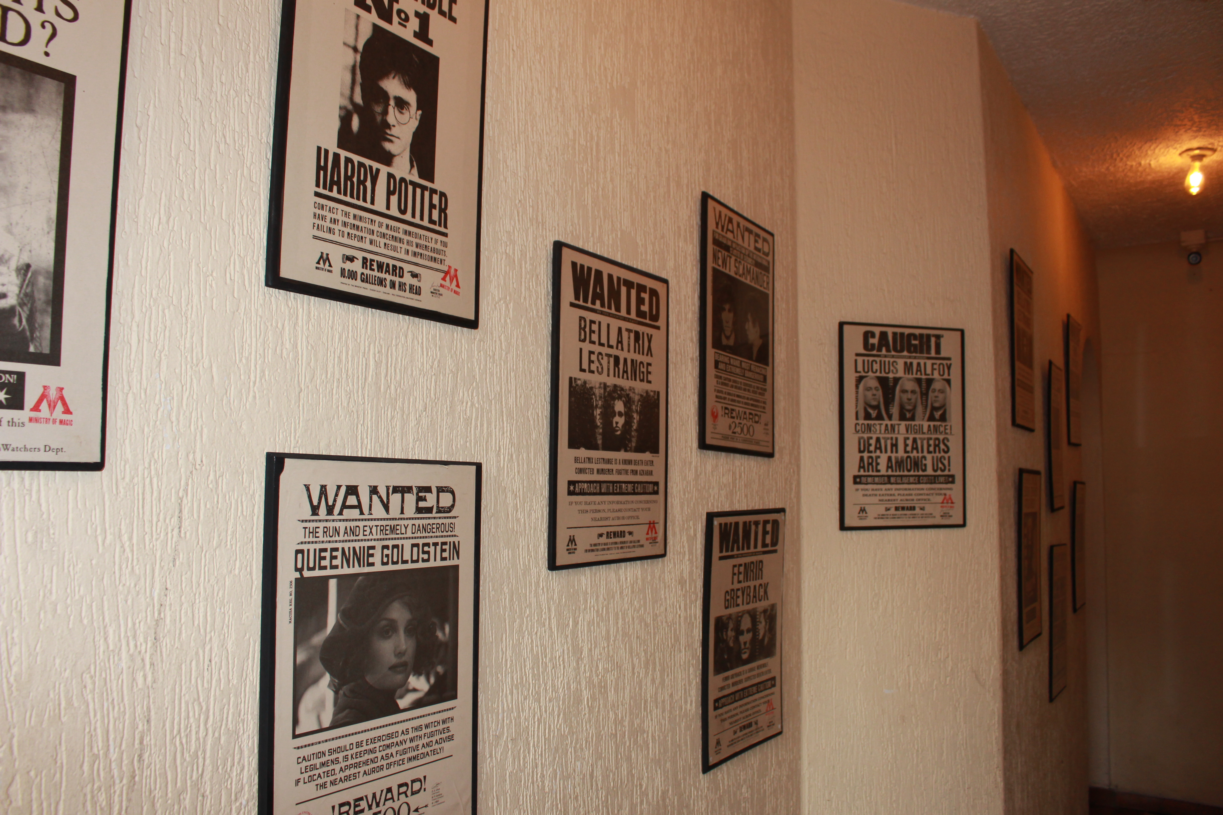 Posters en la entrada del café Momento Incantatem