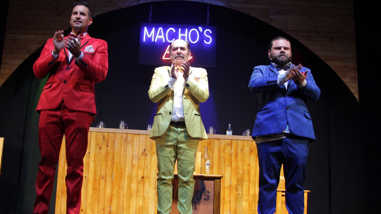 Protagonistas de la obra "Machos", teatro Santafé.|||